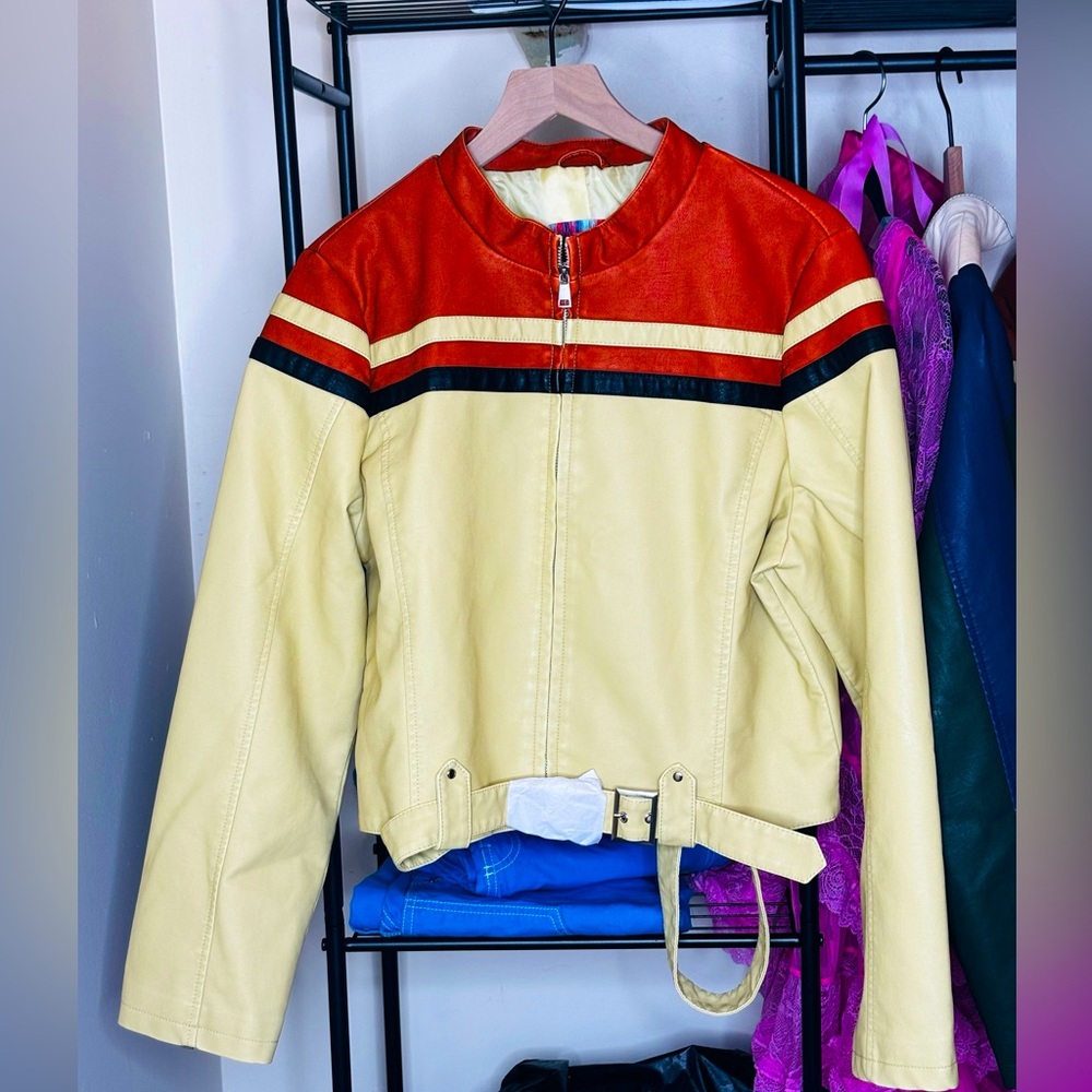 Biker Jacket. Two tone, Yellow and Orange.